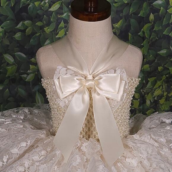BLACK FRIDAY SALE - Ivory Lace TuTu Dress w/ Matching Headband NWT Size 2T - 3T - Picture 8 of 16